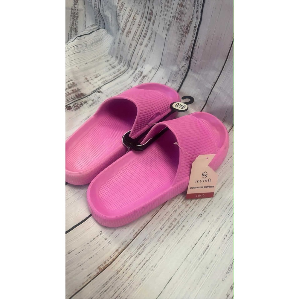 MySoft Pink Slides Women's Size 9-10 Comfort‎ Footbed Slip On Sandals